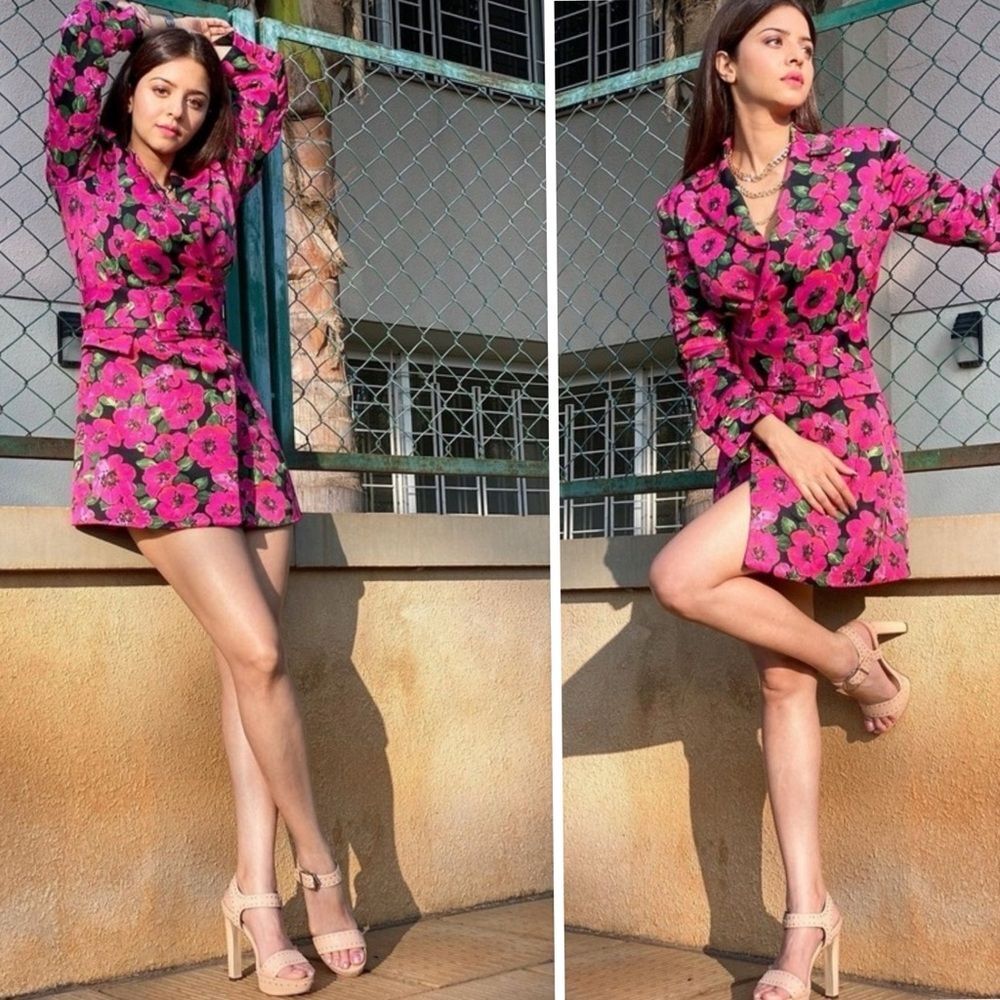 ZARA NWT Pink Floral Double Breasted Belted Blazer Dress As seen On TV Size S
